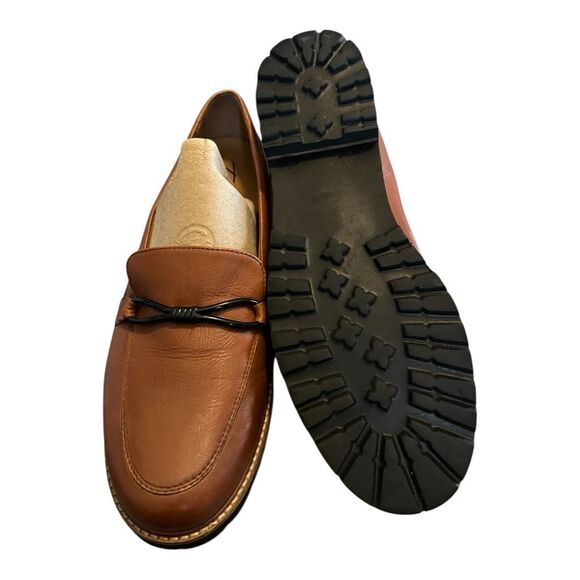 Trotters Fiora Luggage Brown Leather Lug Loafer 11 - Picture 6 of 6